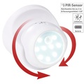 Luminea Kabelloser LED-Strahler, Bewegungssensor, 360° drehbar, 100 lm, weiss