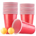 infactory Trinkspiel-Set Bier Pong mit 24 Bechern (je 450 ml) und 2 Bällen