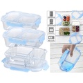 Rosenstein & Söhne 3er-Set Glas-Frischhaltedosen mit Klick-Deckeln & 3 Kammern, 1 l
