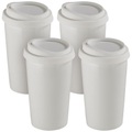 Rosenstein & Söhne, Rosenstein & Söhne 4 Coffee-to-go-Becher aus Keramik, Silikondeckel, 250 ml, doppelwandig