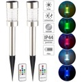 Lunartec 2er-Set Solar-RGB-LED-Wegeleuchte mit Lichtsensor & Fernbedienung IP44