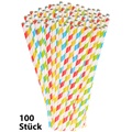Pearl, Pearl 100 Retro Papier-Trinkhalme in 4 Farben, gestreift, lebensmittelecht