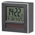 infactory Solar-Funkwecker DCF mit Beleuchtung, Kalender & Thermometer