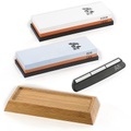 TokioKitchenWare Wasser-Schleifstein-Set, 2 Doppel-Wassersteine, Winkelhilfe & Halter