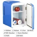 Rosenstein & Söhne, Rosenstein & Söhne Mini-Kühlschrank mit Warmhalte-Funktion, für 12 & 230 V, 4 Liter, blau