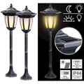 Lunartec, 2er-Set Solar-LED-Standlaterne mit Flammeneffekt, 64 cm Höhe, IP44