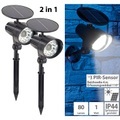 2er-Set 2in1-Solar-LED-Wand- und Wegeleuchten mit Licht- & PIR-Sensor