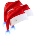 infactory 3er Pack LED-Nikolausmütze mit leuchtendem Bommel, farbwechselnd