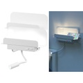 Carlo Milano 2er-Set Wandregal mit Leselicht, Nachtlicht & USB-Ladeport, 445 Lumen