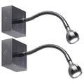Lunartec 2er-Set LED-Bett- & Lese-Leuchten mit Schwanenhals, Wandmontage, 1W