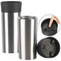 Rosenstein & Söhne 2er-Set Edelstahl-Isolierbecher mit Quick-Press-Verschluss, 360 ml