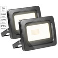Luminea 2er-Set wetterfeste LED-Fluter, 30 Watt, 2.400 Lumen, IP65, 3.000 K