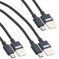 Callstel 3er-Set Lade-& Datenkabel USB auf Micro-USB, zweiseitige Stecker, 100m
