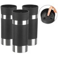 Rosenstein & Söhne 3er-Set  Edelstahl-Isolierbecher, Quick-Press-Verschluss, je 360 ml