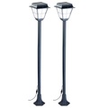 Lunartec 2er-Set Hybrid Solar-LED-Wegeleuchte mit optional. Netzbetrieb