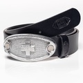 Logobelt, Gürtel, Schweizer Kreuz Fire silber, Gurtlänge 110cm / Geschenk Herren