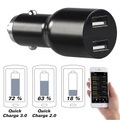 Lescars Kfz-Fahrtenbuch-Adapter & USB-Ladegerät, Bluetooth, App, Quick Charge