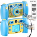 Somikon Kinder-Full-HD-Digitalkamera, 2. Objektiv für Selfies & 2 Sucher, blau