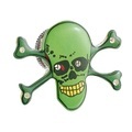 Lunartec Blink-Pin mit LED & Magnetclip "grüner Totenkopf"