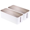 Callstel, 2er-Set Kabelboxen groß, 39 x 15,5 x 14 cm, in Nussbaum-Holzoptik