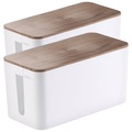2er-Set Kabelboxen klein, 23 x 11,5 x 12 cm, Nussbaum-Holzoptik