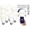 Luminea Home Control 10 WLAN-LED-Lampen, E27, 800 lm, für Alexa & Google Assistant, CCT