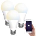 Luminea Home Control 3er-Set WLAN-LED-Lampen, E27, 800lm, für Alexa & Google Assistant, CCT