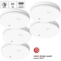 VisorTech 5er-Set fotoelektrische Slim-Rauchwarnmelder, 10-Jahres-Batterie, VDS