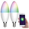 Luminea Home Control 2er-Set WLAN-LED-Lampen, für Amazon Alexa/GA, E14, RGB, CCT, 5,5 W