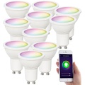 Luminea Home Control 10er-Set WLAN-LED-Spots für Amazon Alexa & GA, GU10, RGB, CCT, 5 Watt