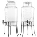 2er-Set Retro-Getränkespender aus Glas mit Ständer, Zapfhahn, 6, Liter