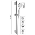 BadeStern, Brausestangen-Set mit Handbrause & Edelstahl-Schlauch, 3 Strahlarten / Dusche