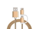 Ladekabel 2in1 USB Micro & Type C, 1 Meter, Gold-Nylon