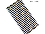 Jacquard-Strandbadetuch Streifen/goldene Seesterne, 100% Baumwolle