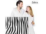 Mikrofaser-Bademantel Grösse L, Zebra-Muster