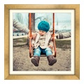 Poster im Bilderrahmen Holz im Vintage Look in gold quadratisch im Format 60 x 60 cm