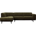 Ecksofa Statement links Ribcord flach warmgrün
