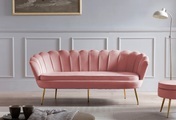 mutoni casual, Muschelsofa 3-Sitzer Samt rose