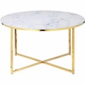 mutoni casual, Couchtisch Marmor weiss gold rund 80x80