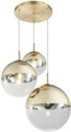GLOBO VARUS Hängeleuchte Metall goldfarben, Glas transparent goldfarben, 3 Kugeln mit