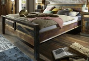 Holzbett Vintage Colored Agra bunt 180x200
