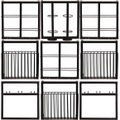 Wandregal Cotry antikschwarz 120x60x60 (9-tlg)