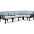 Nardi, Nardi - 5-Sitzer Sofa Komodo Anthrazit-Hellblau(135,5 x 294 x 78/154 cm)