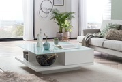mutoni casual, Couchtisch 100x100x36cm 2 Schubladen weiss