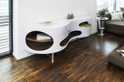 Sideboard 200x50x75cm weiss-Walnuss