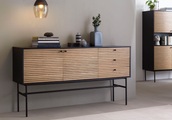 Sideboard Echtholzfurnier 160x40x85 schwarz