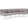 Gartenlounge Komodo (5-tlg) weiss grau