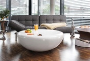 Couchtisch 100x100 rund weiss Fiberglas