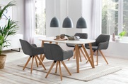 Essgruppe Weiss (5-tlg.) 160x90cm grau