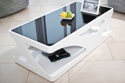 mutoni casual, Couchtisch 120x60x38cm weiss-schwarz Fiberglas